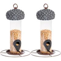 Best for Birds Vogelvoedersilo - 2x stuks - metaal/PCV - 27 cm - vogel voederplek