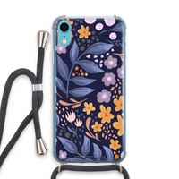 Flowers with blue leaves: iPhone XR Transparant Hoesje met koord