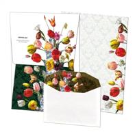 Briefpapier met enveloppen: Bloemstilleven met Tulpenvaas, Roman Reisinger Briefpapier met enveloppen: Bloemstilleven met Tulpenvaas, Roman Reisinger