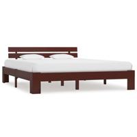Bedframe massief grenenhout donkerbruin 160x200 cm