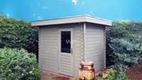 Woodpro Duinen Tuinhuis 250x200 cm 28 mm vuren blank- Plat dak- Onbehandeld vurenhout- Woodpro