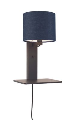 GOOD&MOJO Wandlamp 'Andes' Bamboe en Eco linnen, Met plank, kleur Denimblauw