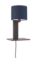 GOOD&MOJO Wandlamp 'Andes' Bamboe en Eco linnen, Met plank, kleur Denimblauw
