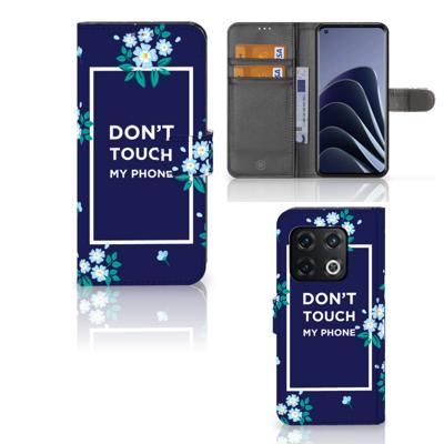 OnePlus 10 Pro Portemonnee Hoesje Flowers Blue DTMP OnePlus 10 Pro Portemonnee Hoesje Flowers Blue DTMP