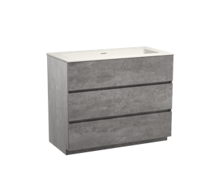 Storke Edge staand badmeubel 105 x 52 cm beton donkergrijs met Mata enkele wastafel in mat witte solid surface