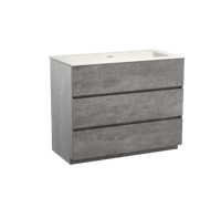 Storke Edge staand badmeubel 105 x 52 cm beton donkergrijs met Mata enkele wastafel in mat witte solid surface