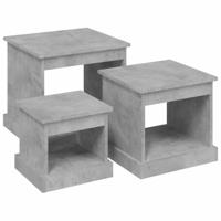 vidaXL 3-delige Salontafelset bewerkt hout betongrijs - thumbnail