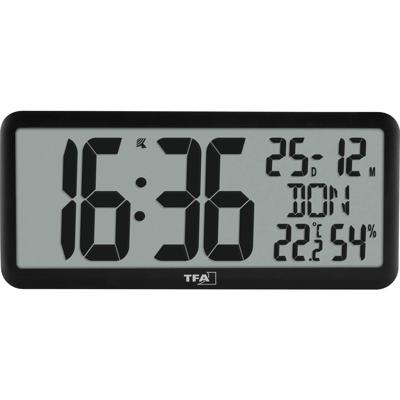 TFA Dostmann 60.4525.01 Wandklok Zendergestuurd 356 mm x 161 mm x 27 mm Zwart Groot display