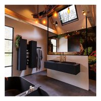 MONDIAZ ERIN 150cm badmeubel met onderkast 2 lades wastafel dubbel 2 kraangaten kleur urban