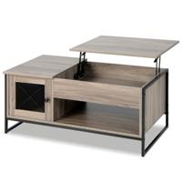 Lift Top Salontafel met Pneumatische Lifting Multifunctionele Accenttafel met Gesloten Compartiment & 2-Deurs Kast 106 x 55 x 44,5 cm