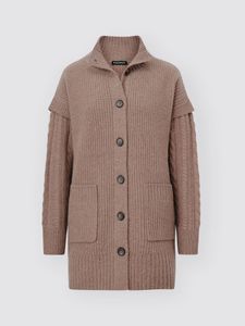 Lamswollen cardigan met opstaande kraag