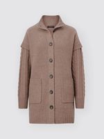 Lamswollen cardigan met opstaande kraag