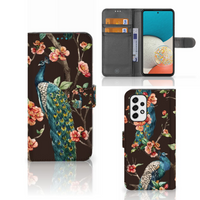 Samsung Galaxy A53 Telefoonhoesje met Pasjes Pauw met Bloemen