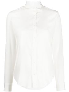 Mazzarelli chemise en soie stretch à effet de transparence - Blanc