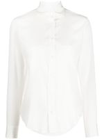 Mazzarelli chemise en soie stretch à effet de transparence - Blanc