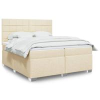 Boxspring met matras stof crèmekleurig 200x200 cm