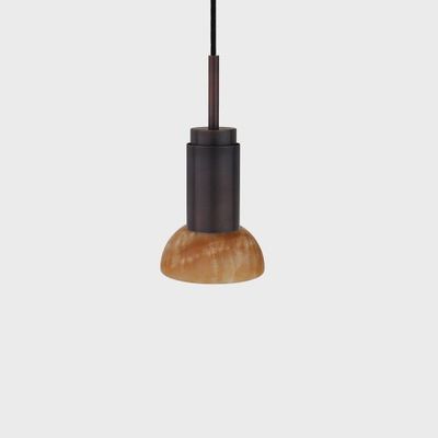 Anour Donya Onyx Moon Hanglamp - Amberkleurige kap - Gebruind koper