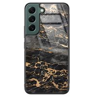Samsung Galaxy S22 Plus glazen hardcase - Marmer grijs brons