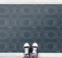 Geometrisch Patroon donkergrijs vinyl tapijt