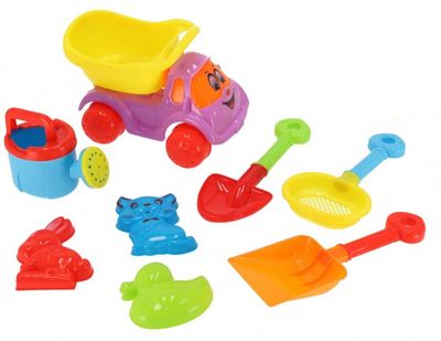 Gerimport strandset met vrachtwagen junior 23 x 15 cm 8-delig