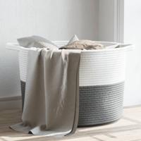 VidaXL Wasmand ø 55x36 cm katoen grijs en wit