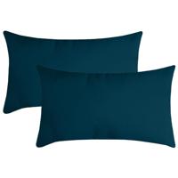 Stof Textile sierkussen Nelson - 2x - petrol blauw - 30 x 50 cm - bank kussens - polyester