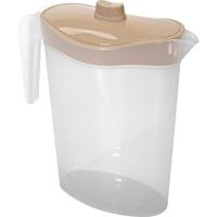 Waterkan/sapkan met beige deksel - 2,5 liter - kunststof - 11 x 26 cm