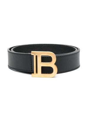 Balmain Kids ceinture en cuir à boucle logo - Noir