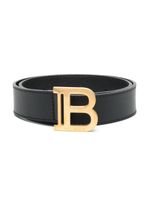 Balmain Kids ceinture en cuir à boucle logo - Noir - thumbnail