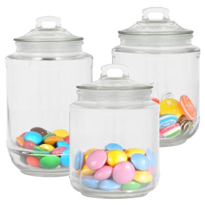 Alessandro Snoeppot/voorraadpot set - 3x stuks - met deksel - luchtdicht - glas