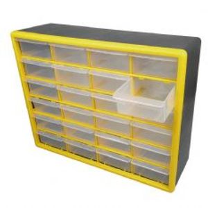 Opbergkast 24 bakjes zwart geel 4061572