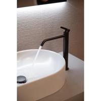 Hotbath Ace - Wastafelmengkraan - zonder Waste - Hoog - Geborsteld Zwart PVD - Opbouw - Messing - V01