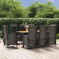 9-delige Tuinset poly rattan zwart