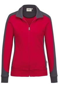 HAKRO  MIKRALINAR® Regular Fit Dames Sweatjacket rood, Effen