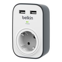 Belkin BSV103vf Overspanningsbeveiliging tussenstekker Met USB Wit, Grijs