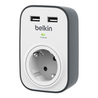 Belkin BSV103 SurgeCube-spanningsbeveiliger met 1 stopcontact en 2 USB-poorten stekkerdoos