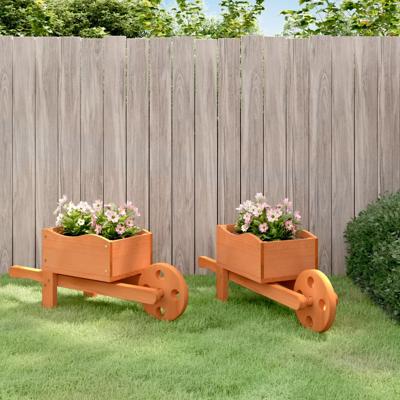 VidaXL Plantenbakken kruiwagen 2 st 47x15x19 cm massief vurenhout
