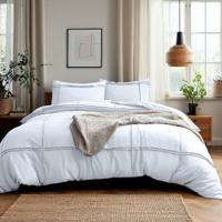 Dekbedovertrek Washed Tufted - Eenpersoons (140x220 cm) - Wit Microvezel - Dessin: Effen - Sleeptime - Dekbed-Discounter.nl