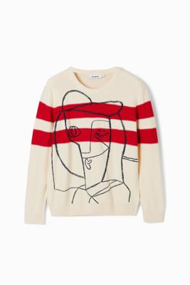 Gestreepte trui met patroon. - WHITE - L