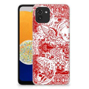 Silicone Back Case Samsung Galaxy A03 Angel Skull Rood