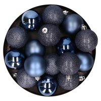 Kerstversiering set kerstballen donkerblauw 6 - 8 cm - pakket van 36x stuks - Kerstbal - thumbnail