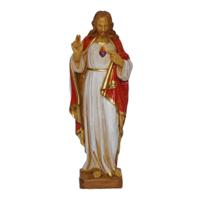 Euromarchi Jezus beeldje - 25 cm - polystone - heilig hart   - - thumbnail