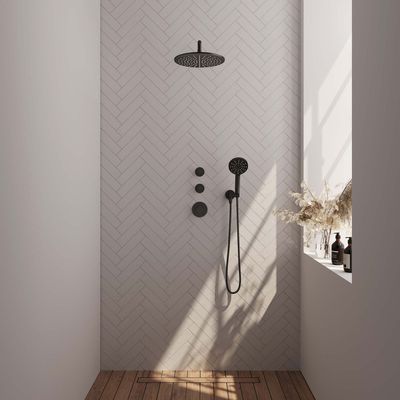 Inbouw Regendouche Brauer Black Edition Gebogen Mat Zwart