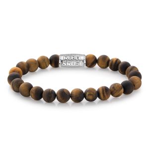 Rebel and Rose RR-80023-S Rekarmband Beads Mad Tiger Lily zilverkleurig-bruin 8 mm XL 21 cm