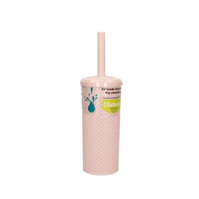 Toiletborstel met houder - roze - kunststof - 35 cm - wc borstel - toiletborstelhouders / wc-borstel