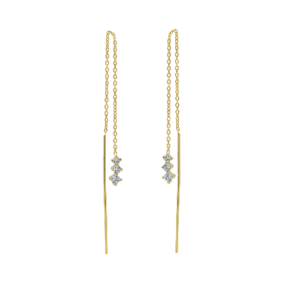Karma Pull Through Doortrek Oorbellen Triple Diamond Goud
