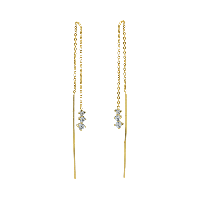 Karma Pull Through Doortrek Oorbellen Triple Diamond Goud