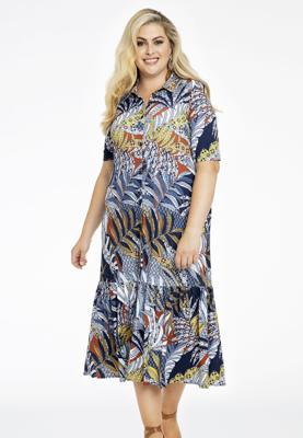 Yoek Blouse-jurk | Blauw | Maat 54/56