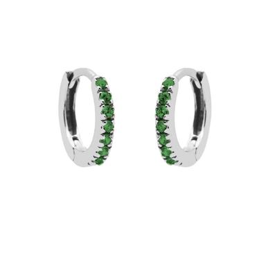 Karma Oorringen Plain Hoops Round Emerald Green 13 mm Zilver