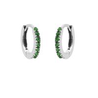 Karma Oorringen Plain Hoops Round Emerald Green 13 mm Zilver